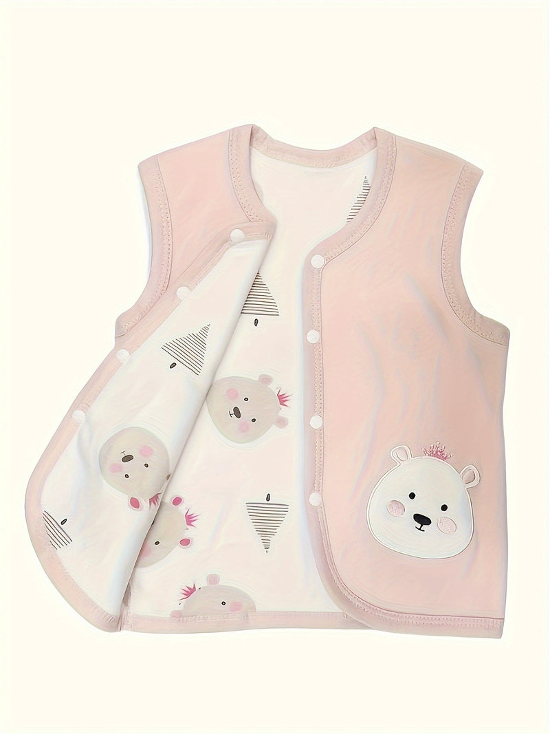 Baby Girl' Soft Cotton Bear Embroidery Cardigan Jacket.