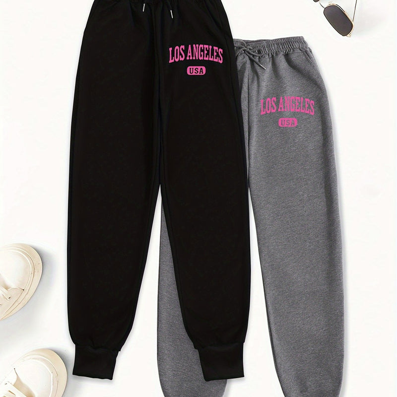 Women's Two-Piece Outfit Featuring Pants with a Letter Print.