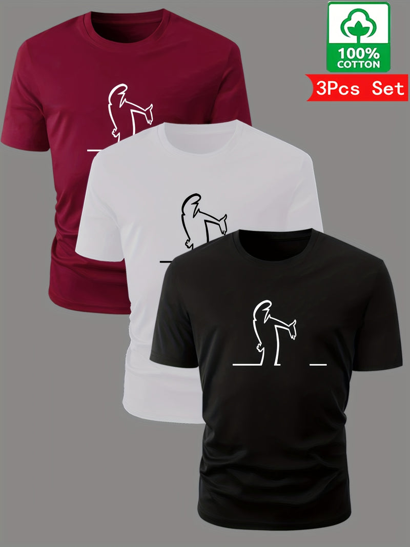 3-Pack Men'S Summer T-Shirts 100%, Breathable and Comfortable.