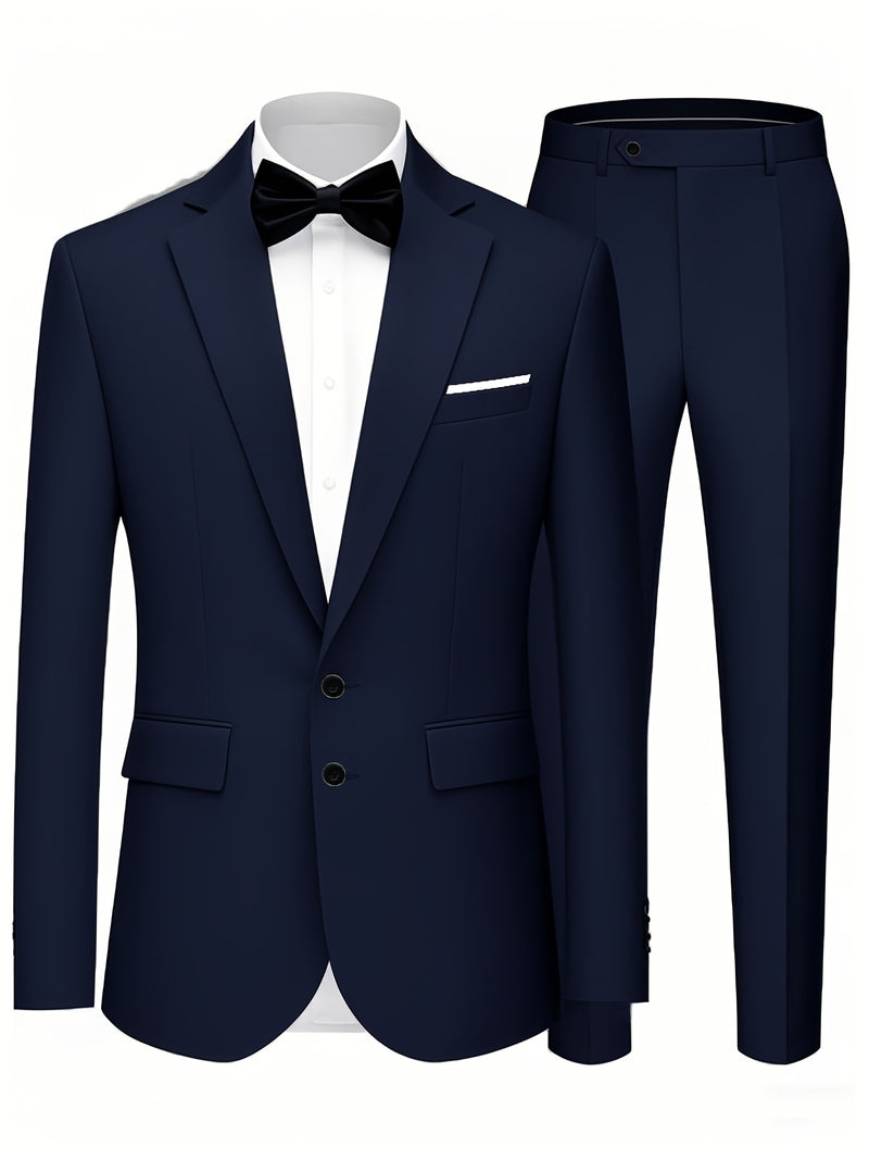 A Luxurious Classic Men's Solid Color Suit Set.