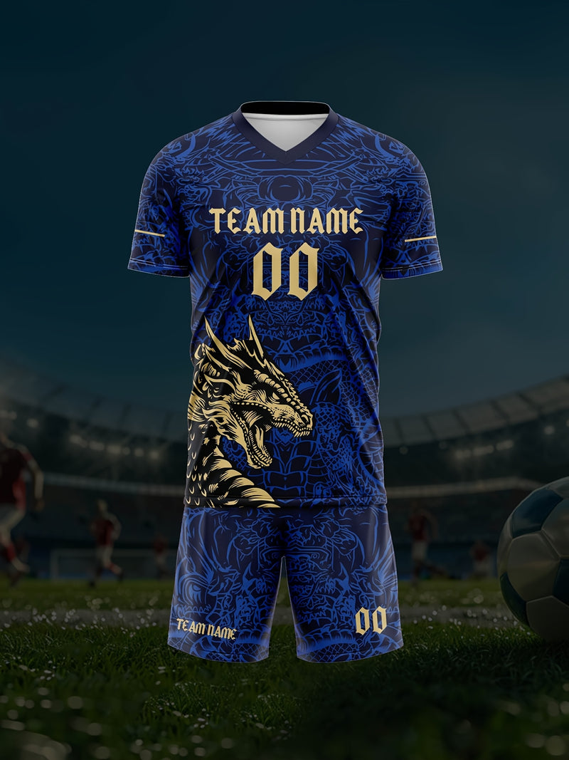 2025 Summer Autumn V-Neck T-Shirt Soccer Jersey Set for Men.