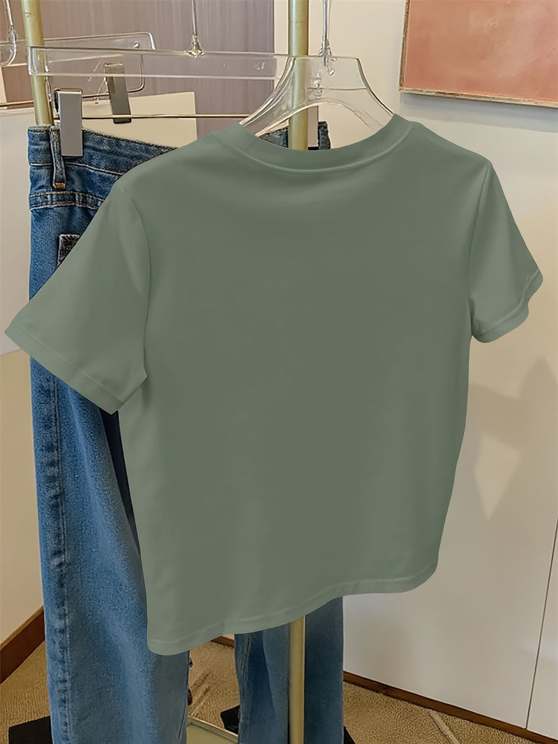 Women's Casual Home Printed Round Neck Pure Short Sleeve.