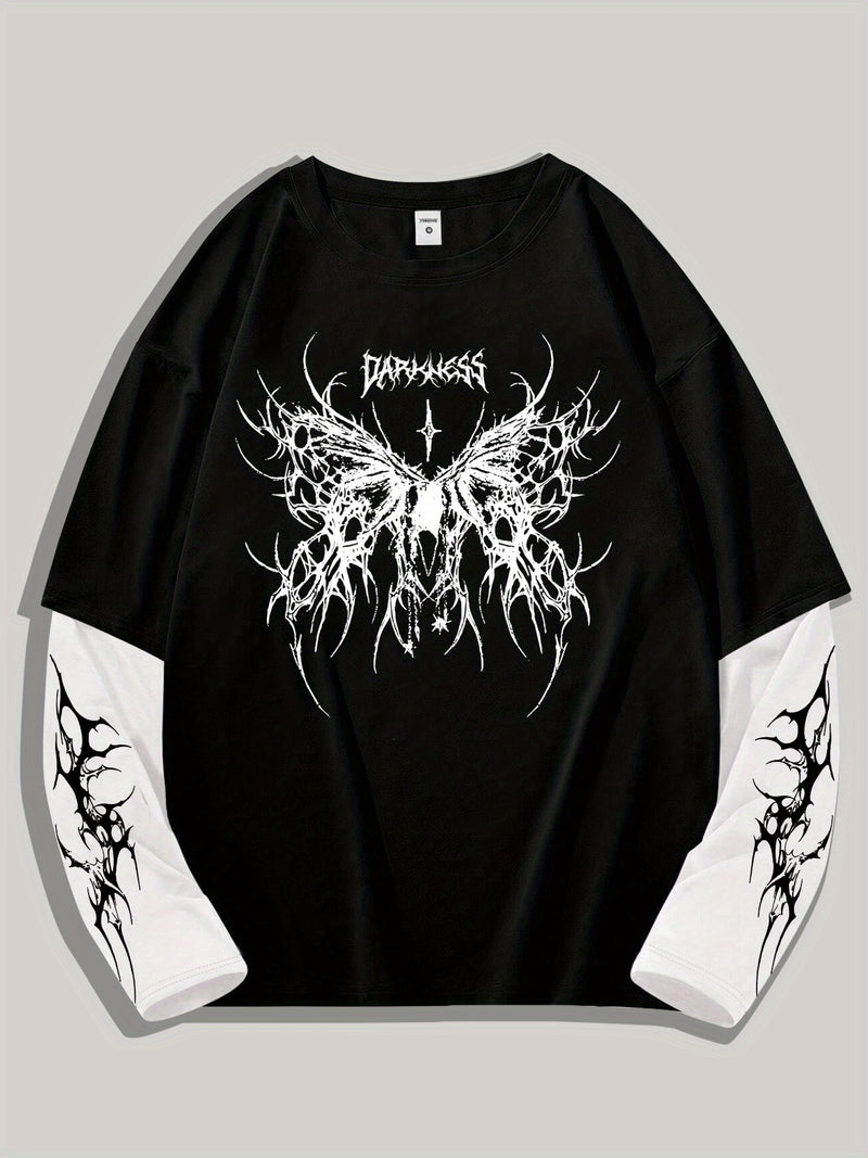 Men's High Street Hip-Hop Dark Style Print T-Shirt.