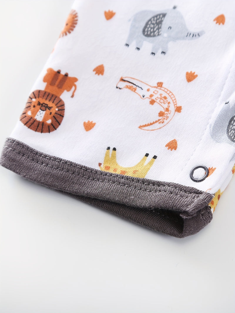 Three-Piece Set New Autumn And Winter Long-Sleeved Lion Elephant Cartoon.