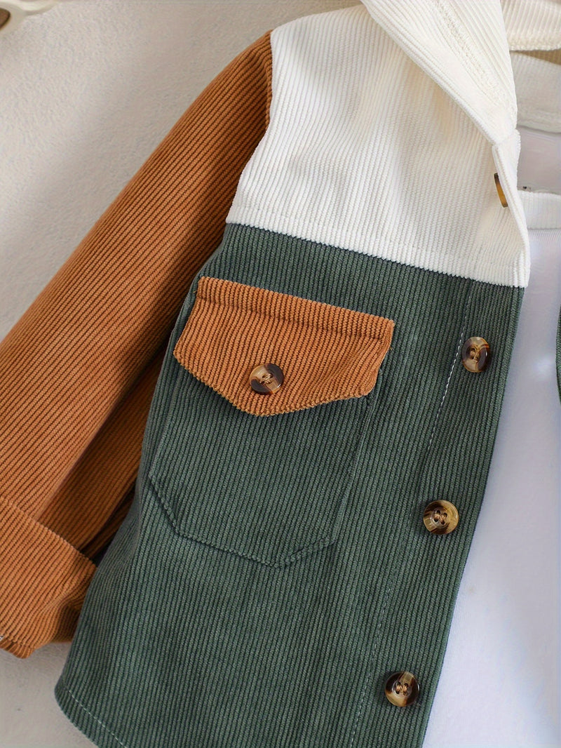 Casual Corduroy Jackets And Hats for Infants And Toddlers.