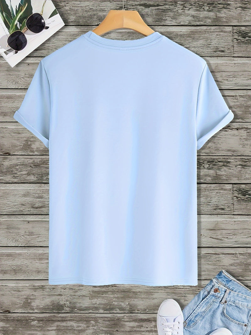 Men's Poker Card Pattern Summer Casual Crew Neck Short T-Shirt.