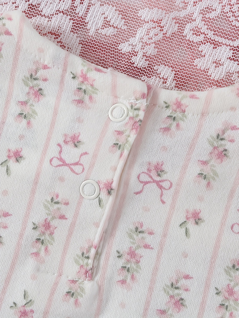 10pcs Set of Girls' Short-Sleeve Spring/Summer Cotton Triangle Bodysuits.