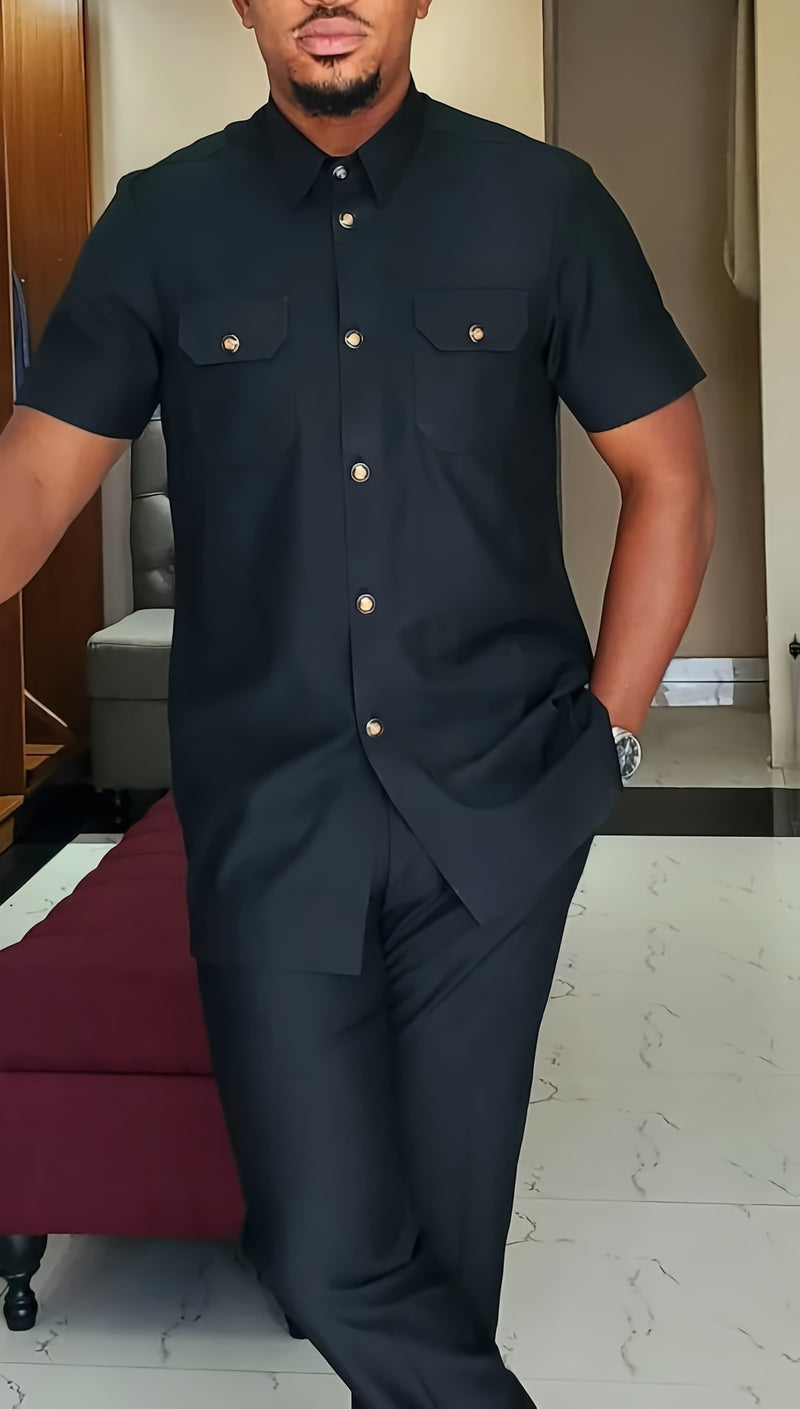 African Men'S Dashiki Suit, Men'S Suit, Button Cardigan Short.