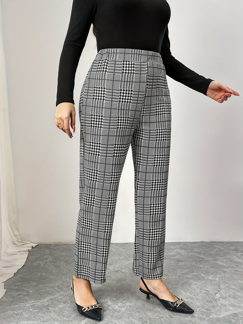 1pc Elegant Plus Size Women's Straight Leg Pants.