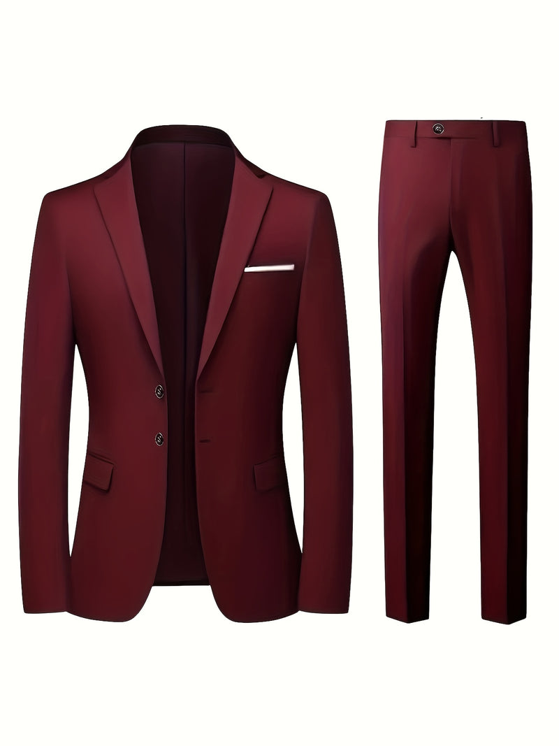 Men's Premium Two-Piece Suit, Jacket + Pants, Ideal for Formal Wear.