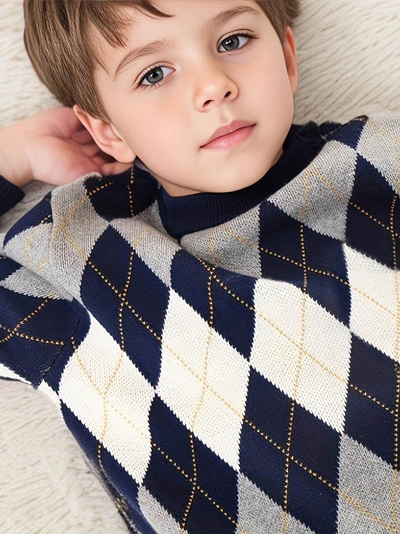 Boys Knit Sweater - Long Sleeve School Sweater in Burgundy.