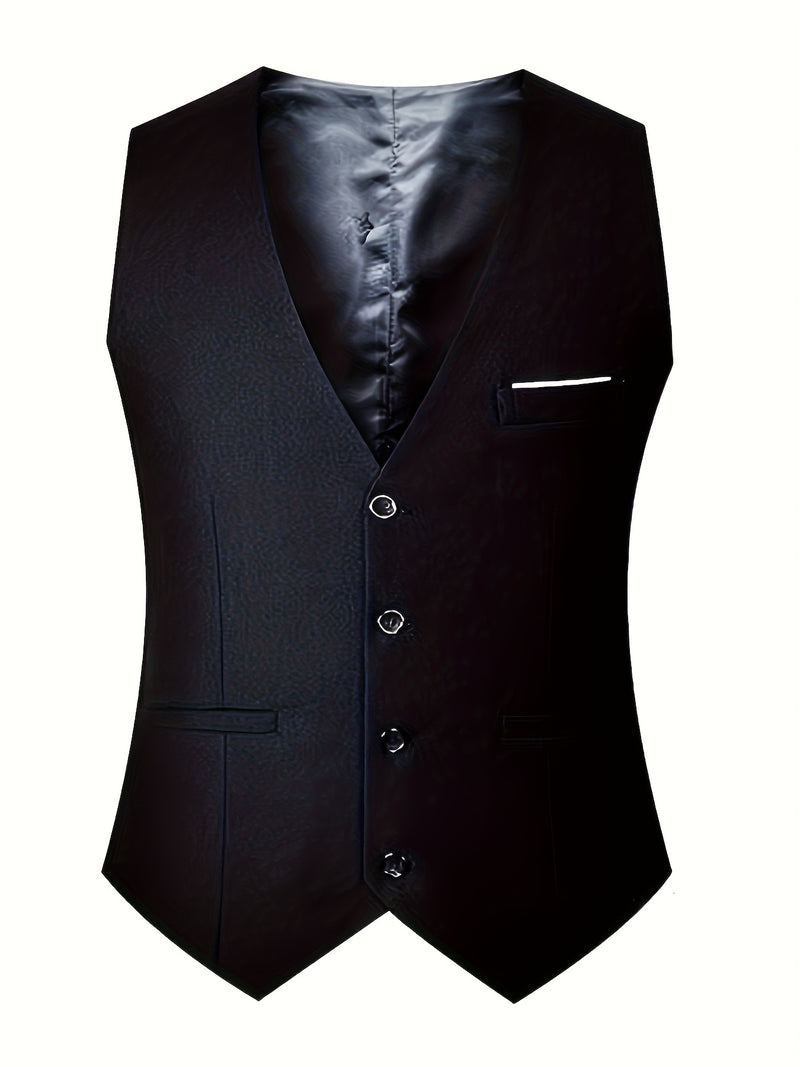 Men's 3pcs Suit with Notch Lapel, Business Formal Set, Includes Jacket.