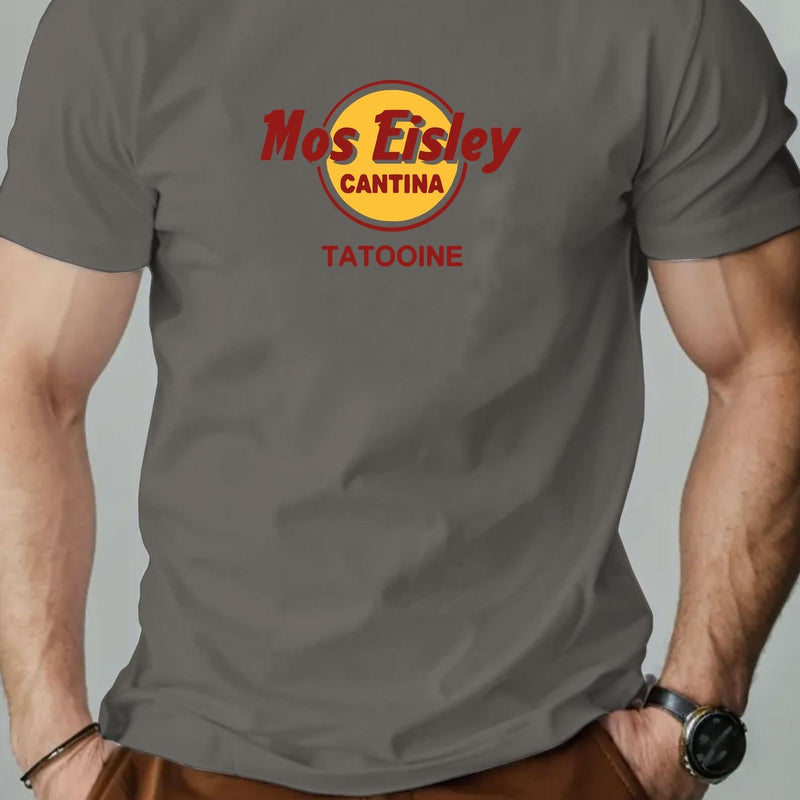 Men's Mos Eisley Cantina Logo Pattern Summer Casual Short-Sleeve T-Shirt.