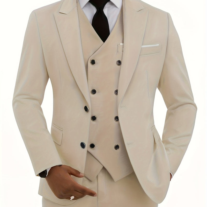 A Men'S Three-Piece Suit, Including a Blazer, Vest, And Trousers, High-Quality.