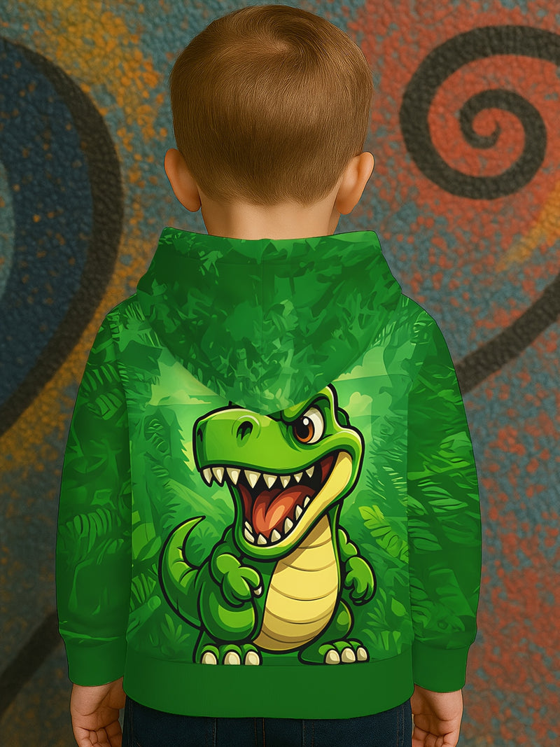 Cute 3D Dinosaur Hoodie for Toddlers  Bright Green Dino.