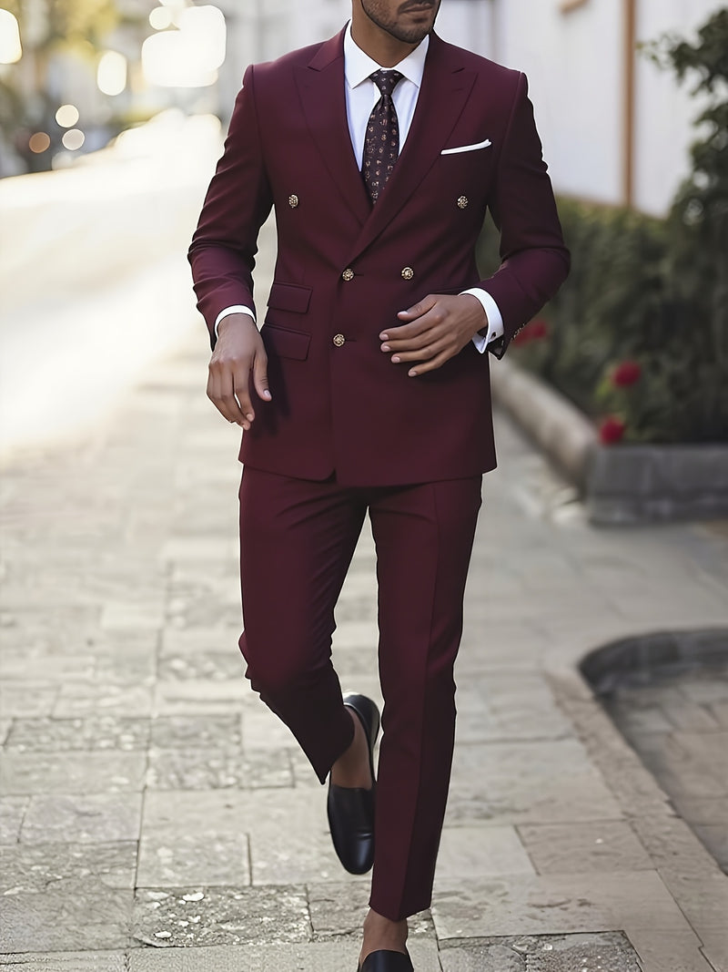 Men's.Suit 2pcs Set, Including Jacket And Trousers, Fashionable Formal.