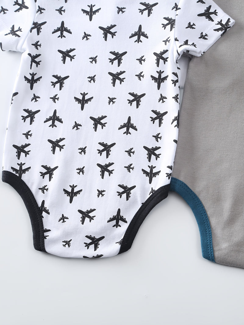 5pcs Boys' Casual Romper, Boys' Suitable for Newborn Children's.