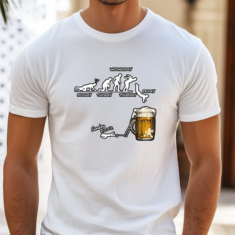Men'S Creative Beer Illustration Casual Streetwear T-Shirt.