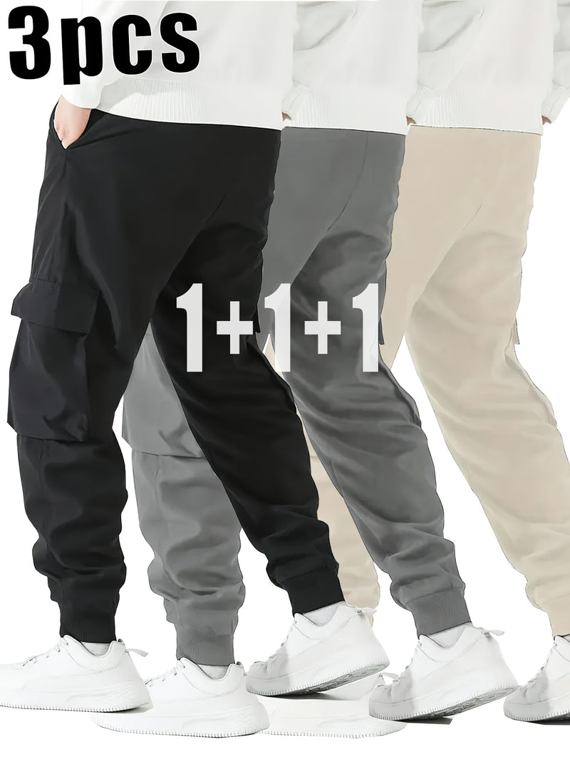 3pcs Men's Heavy-Duty Work Pants.