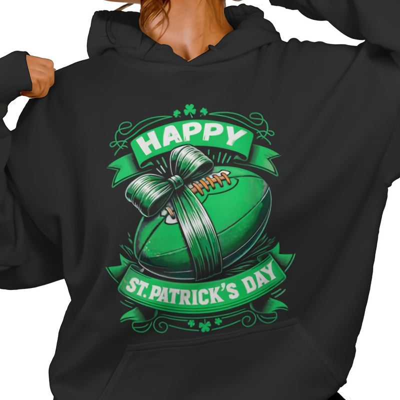 Women's Hoodie Featuring a Rugby Ball.