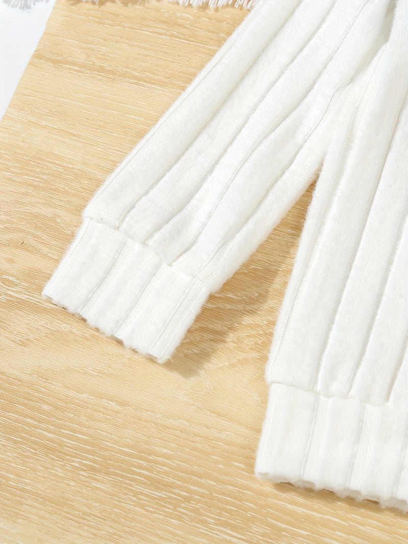 3 Sets Boys Pantsuits: Ribbed Round Neck Contrast Pullover.