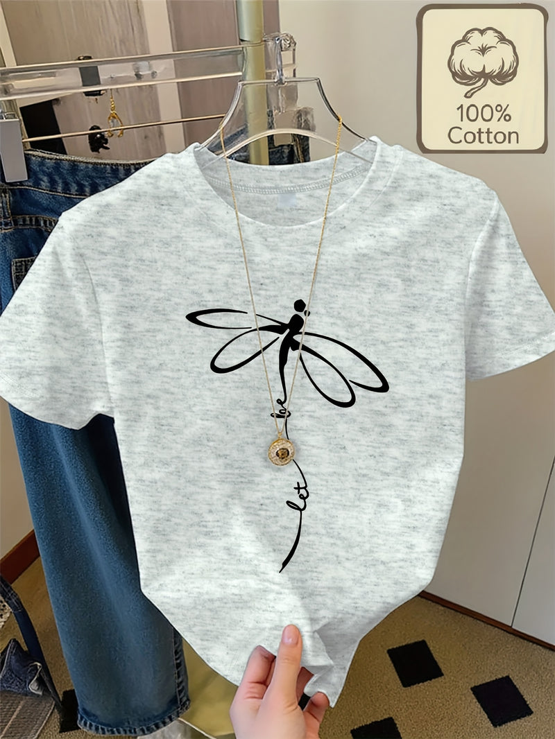 Women's Casual Home Printed Round Neck Pure Short Sleeve.