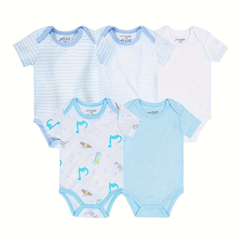 5pcs Cute Baby Girl 100% Cotton Short Sleeve Bodysuits.