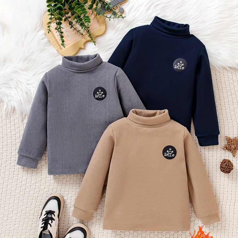 A Set of Three Unisex High-Neck Thermal Tops for Boys And Girls.