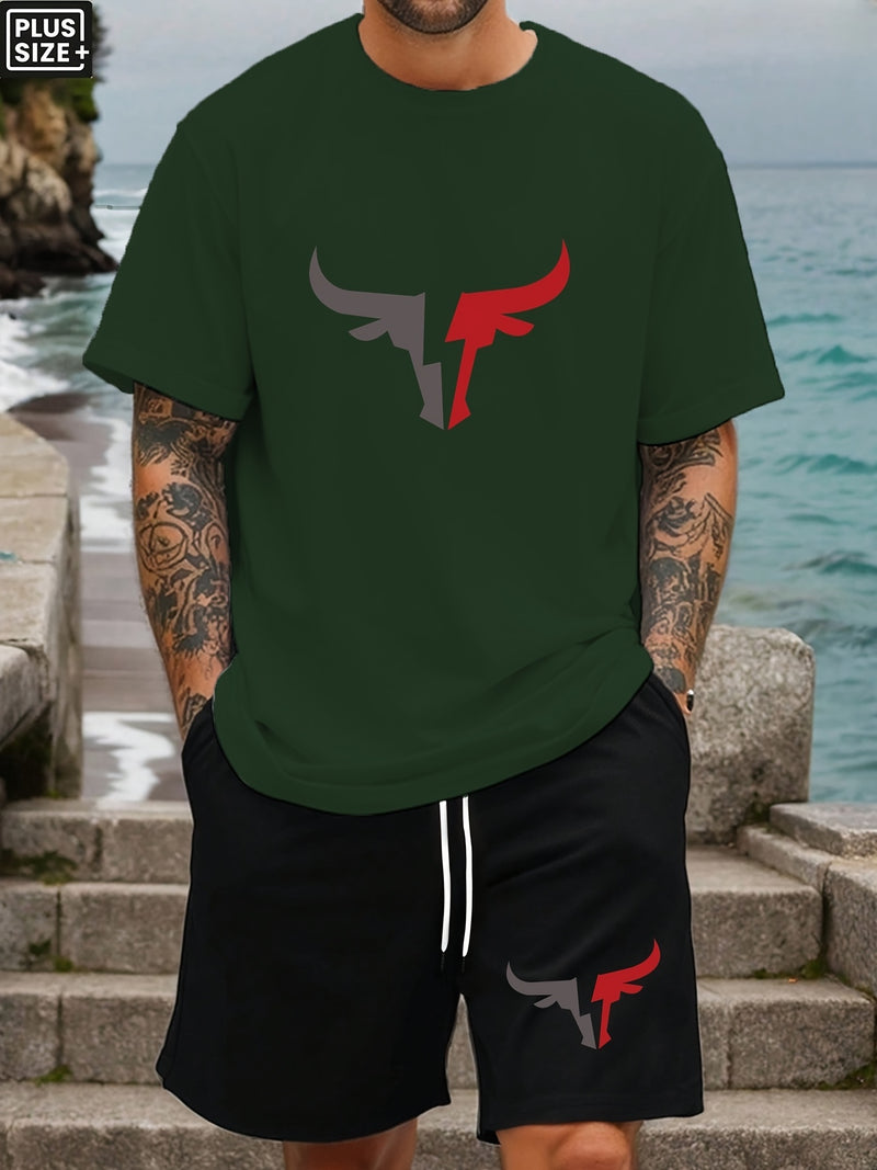 Men's Plus Size Summer Casual Short Sleeve T-Shirt.