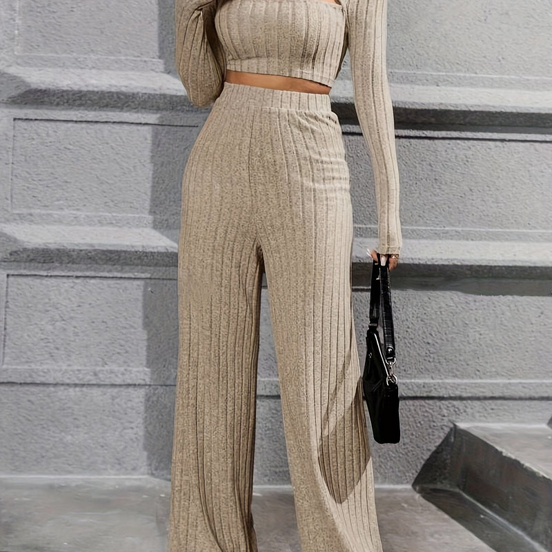 Elegant Directional Women'S Long-Sleeve T-Shirt And Long Pants.