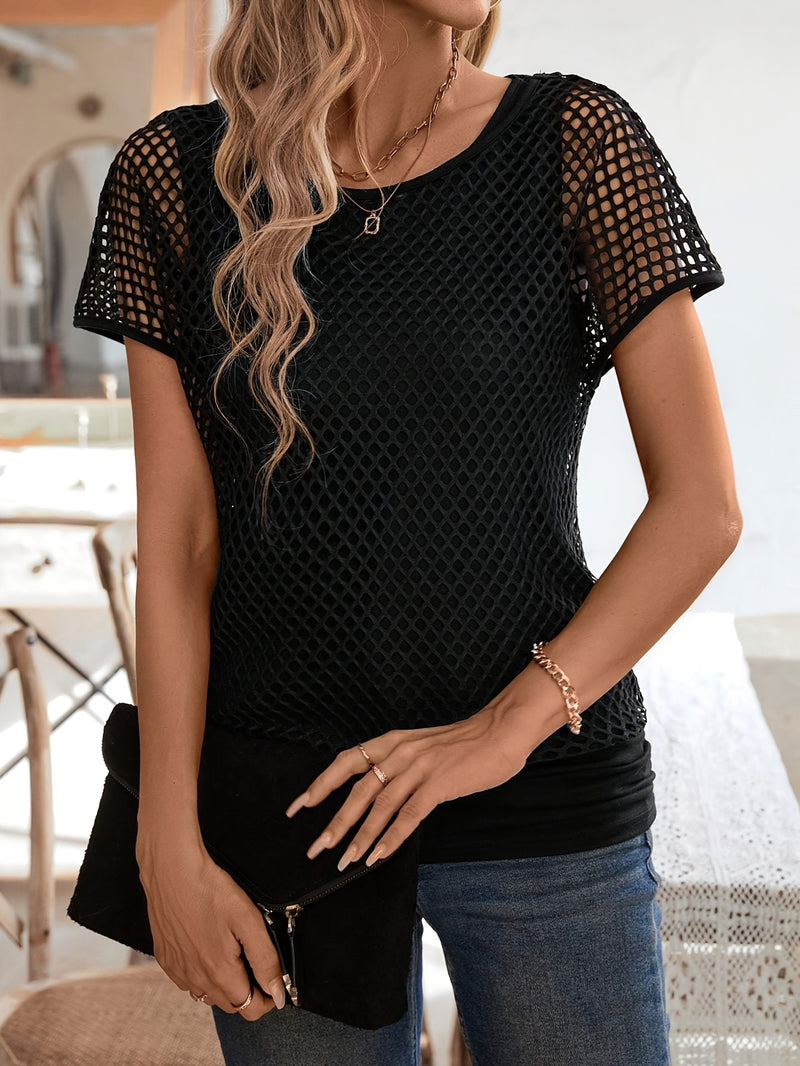 Women’s Fashion Mesh 2-in-1 Look Tank Top.