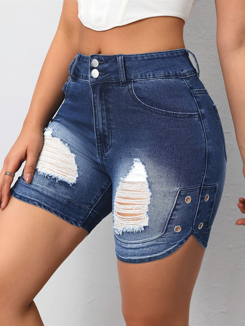 Women'S Ripped Denim Shorts.