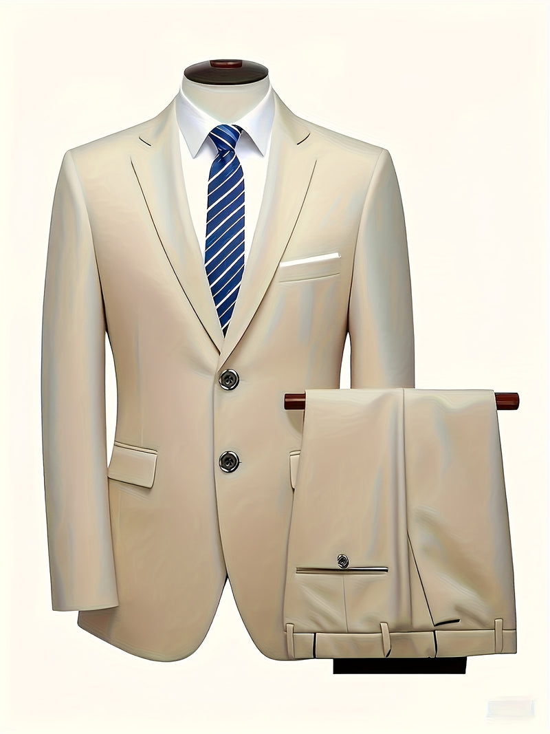 Men's 2pcs Suit Set, Jacket + Trousers - Stylish and High-Quality.