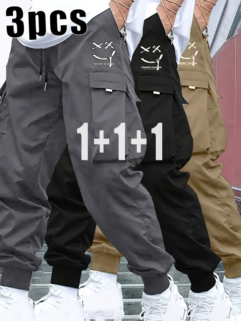 3pcs Men's Heavy-Duty Work Pants.