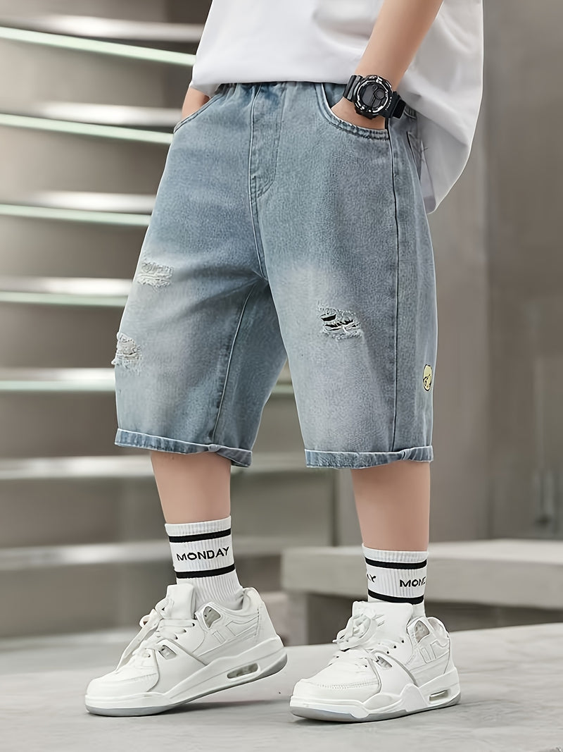 Boys' Denim Shorts | Casual Non-Stretch Fabric, Regular Fit, Summer Leisure.