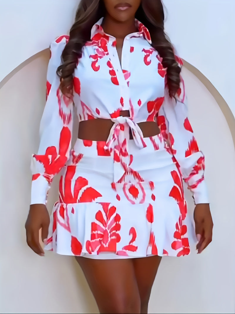 Elegant Floral Two-Piece Set for Women.