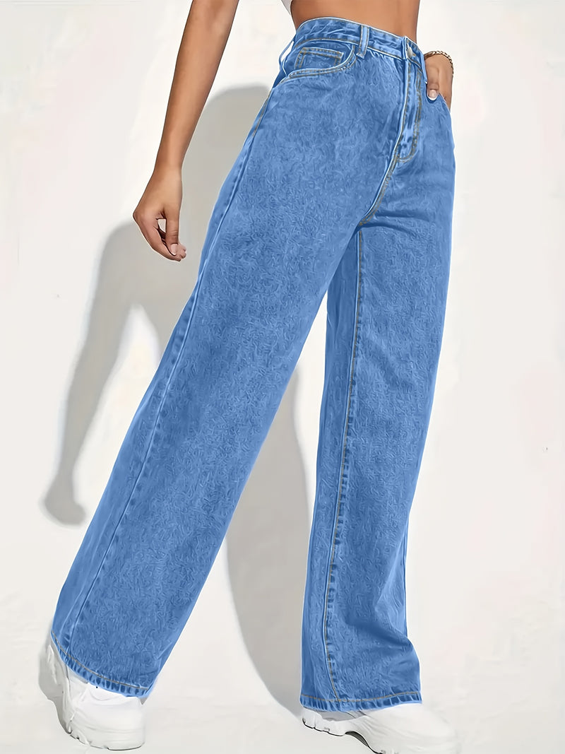 Fashionable Women's Versatile Stretchy Loose Straight-Leg Casual Jeans.