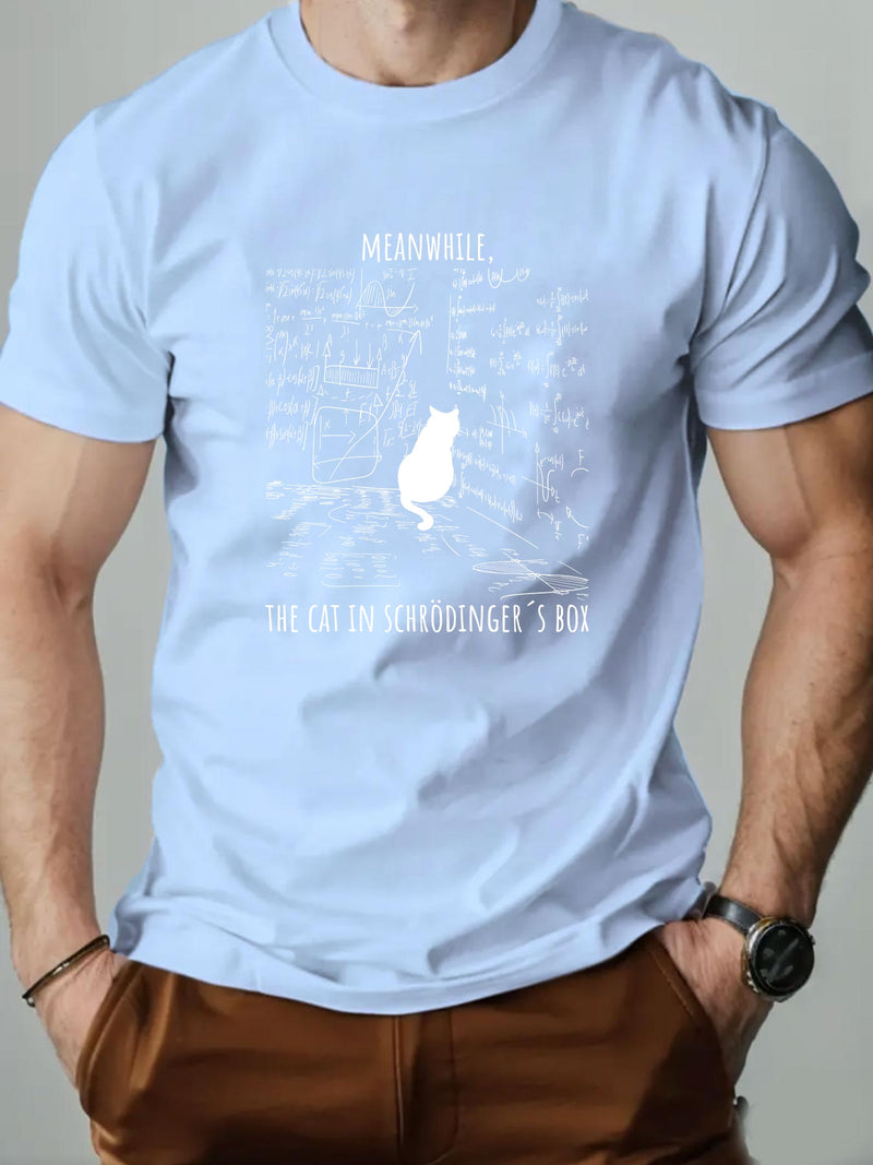 Men's Short-Sleeve T-Shirt with a Kitten Pattern for Summer Casual Wear.