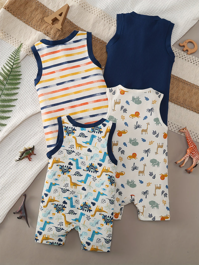 A Summer Comfortable Four-Piece Set Featuring Sleeveless Designs.