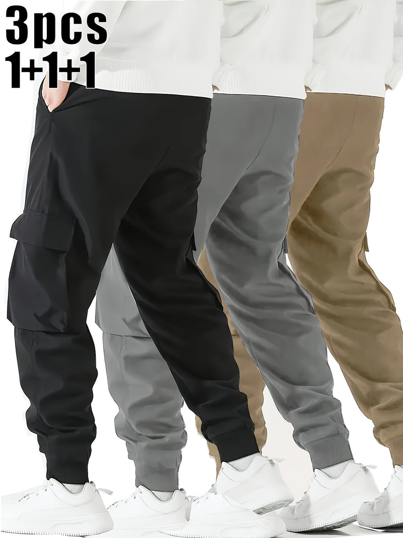 3pcs Men's Heavy-Duty Work Pants.