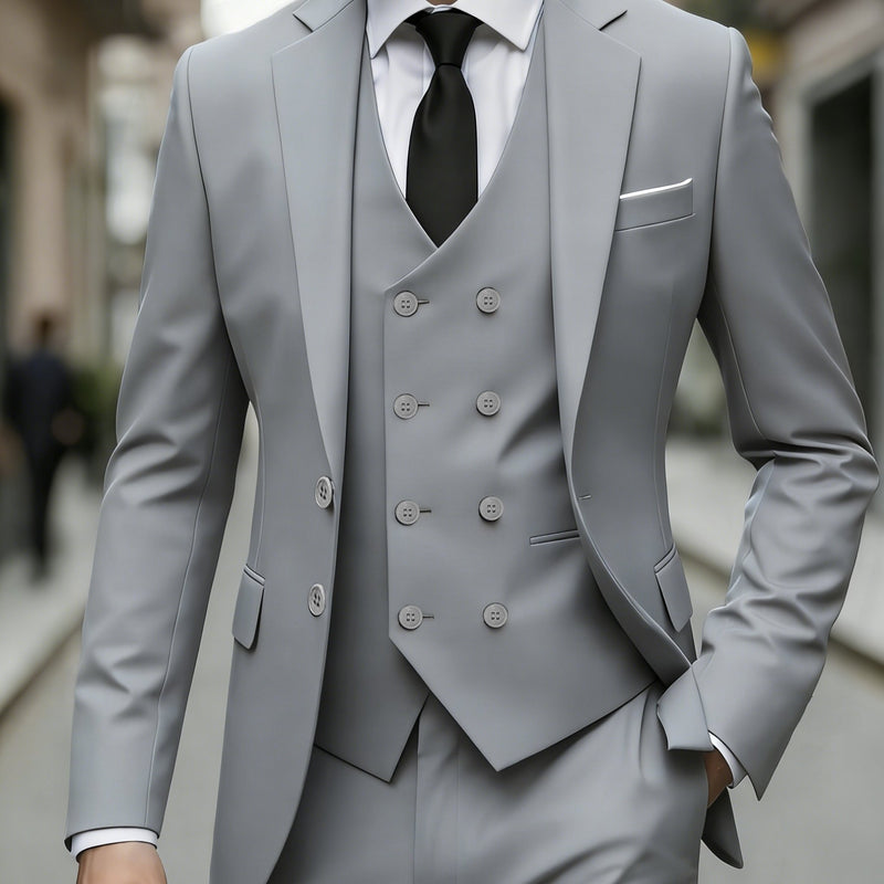 3pcs Men's Suit Set, All-Season Business Wedding Party, Suit Jacket,