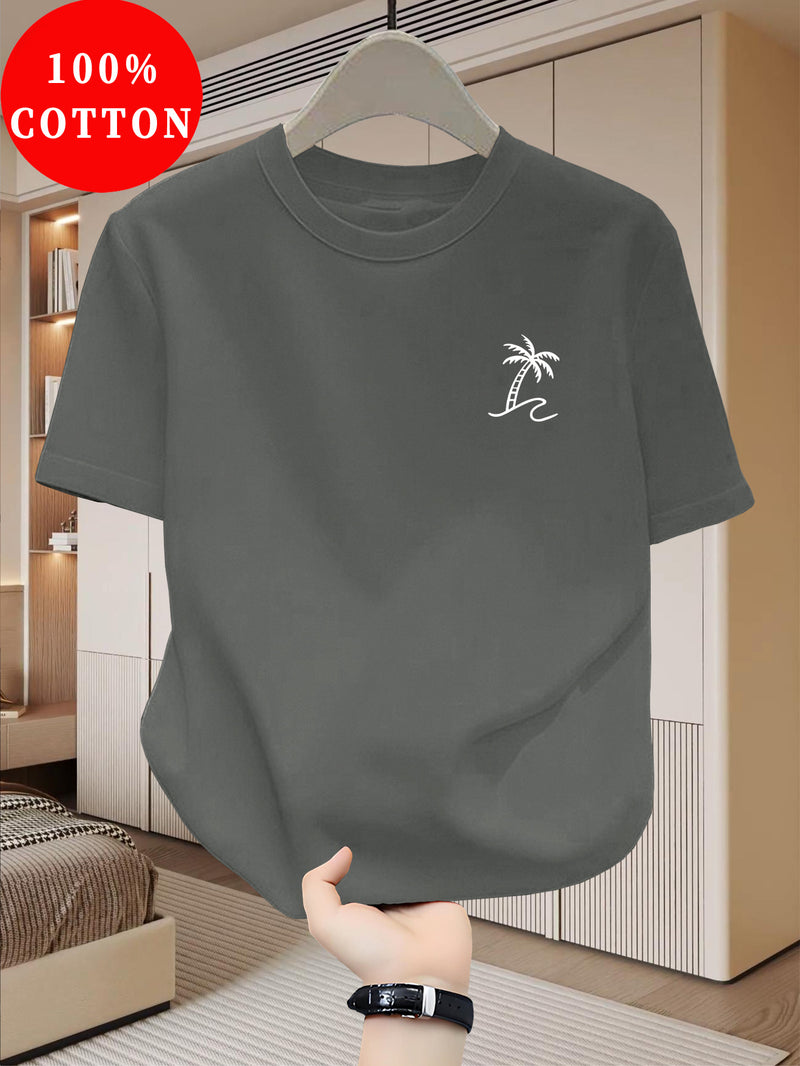 Men's Cotton T-Shirt, Summer Crew Neck Tee.