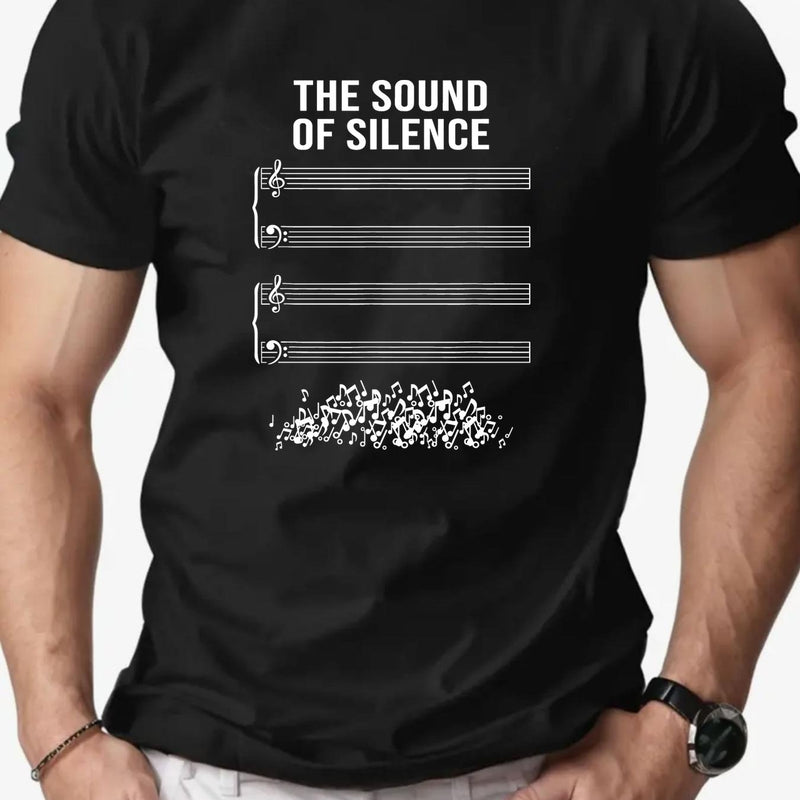 Men's Short Summer Casual T-Shirt with The Sound of Silence Design.