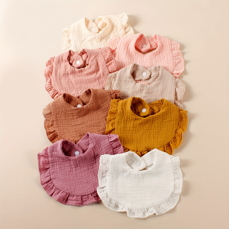 8pcs Baby Soft Cotton Dual-Layer Bibs with Snap Closure.