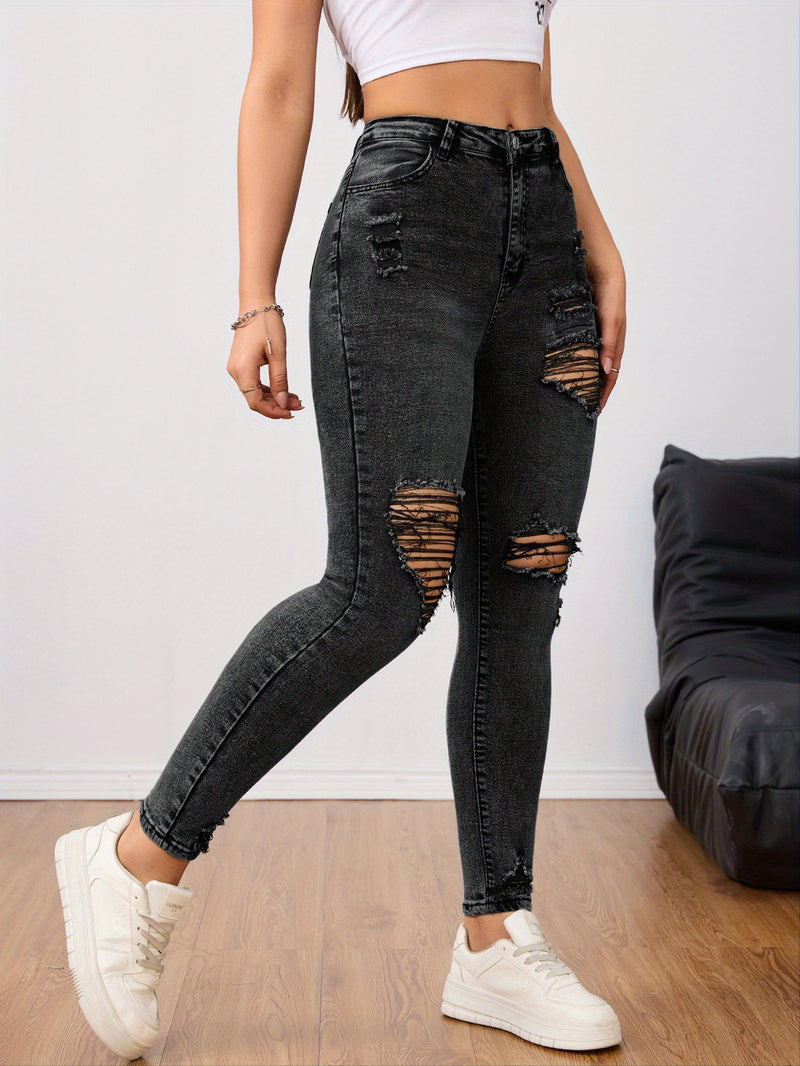 Women's Skinny Jeans - Stretchy Non-Belted Pants.