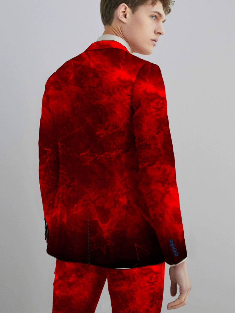 Men's Suit & Pants Set, Classic Red Starry Background.