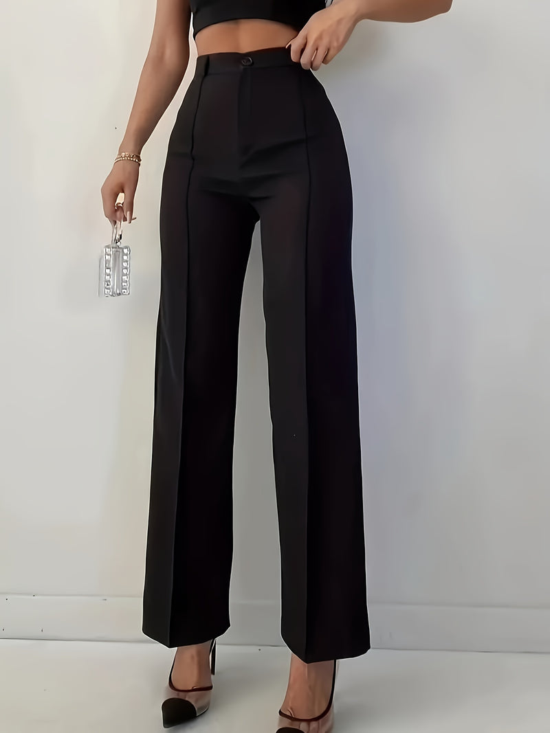 Women's Elegant Black Straight-Leg Trousers.