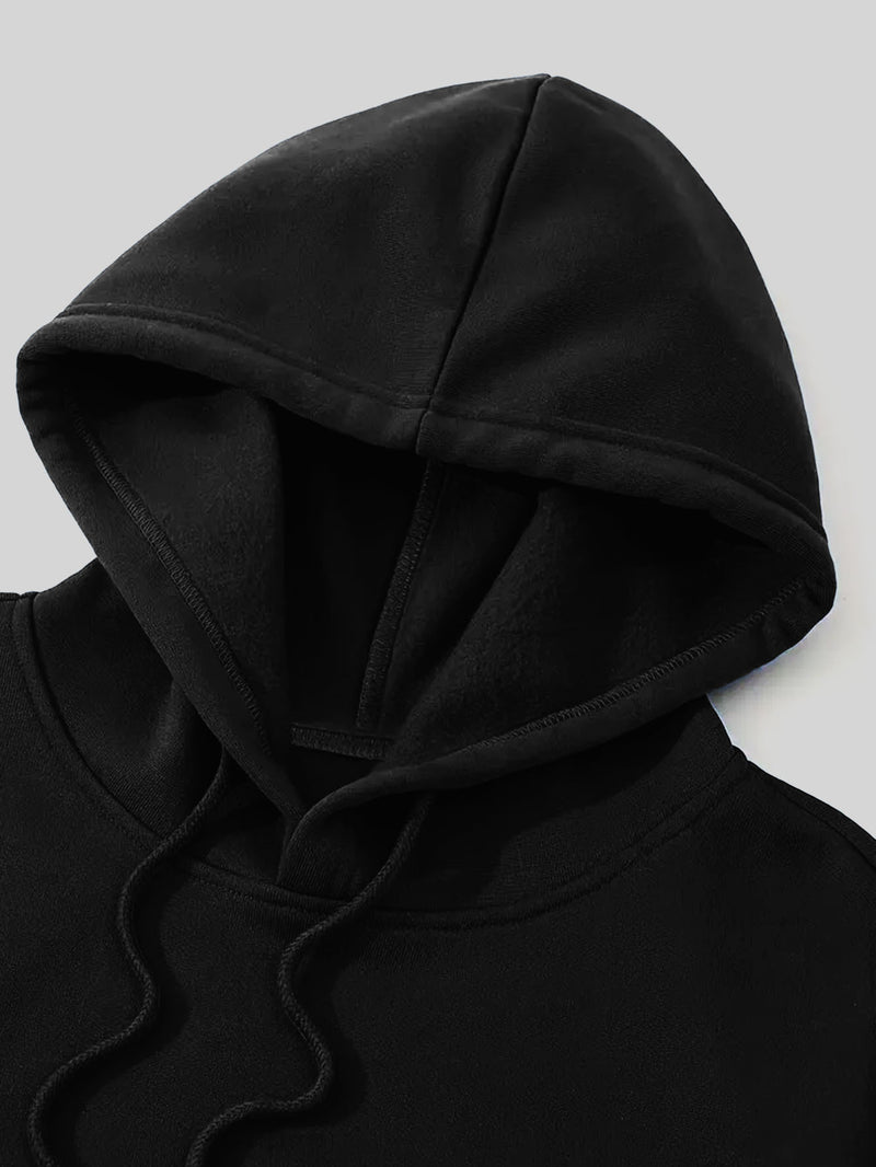 Men's Fashion Slogan Hoodie Four-Piece Set with Drawstring Elastic.