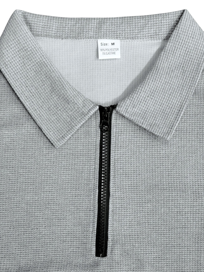 Trendy collar! Men's sports suit zipper design, preferred for daily outings.