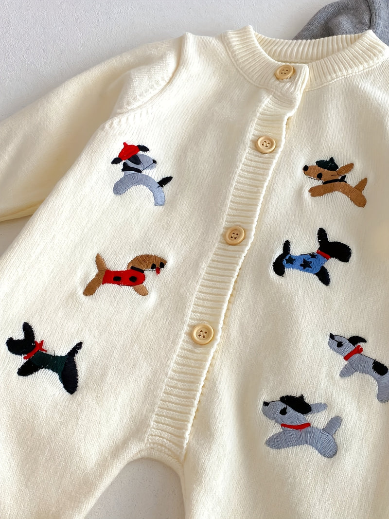 Autumn And Winter Baby Knitted Long-Sleeved Crawling Suit for Boys And Girls.